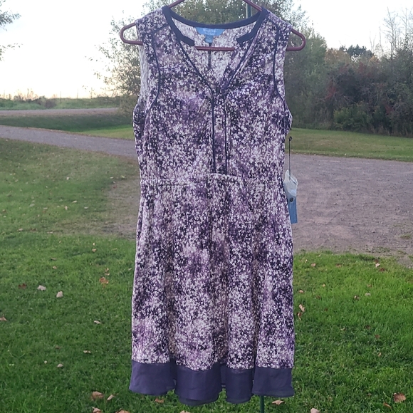 Vera Wang Purple Patterned Mini Dress - Picture 1 of 11